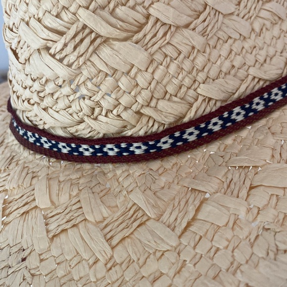 Paper straw sun hat, cowboy hat, with decorative ribbon, protective in style - Picture 2 of 6